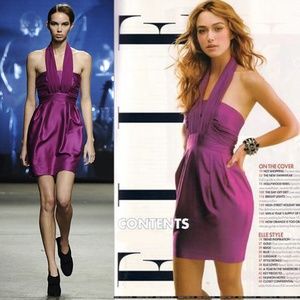 SINHA-STANIC Runway Purple Silk & Wool Blend Halter Mini Dress